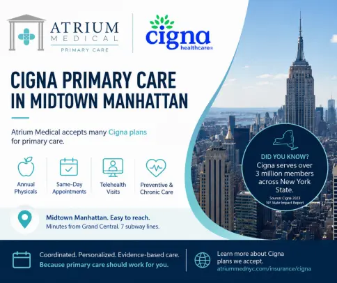 Atrium accepts various Cigna plans, including PPO, POS, EPO
